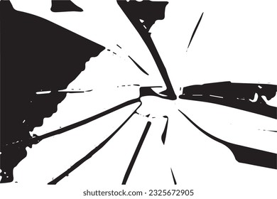Vidrio roto o textura negra espejo sobre fondo blanco