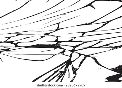 Broken glass or mirror black texture on white background