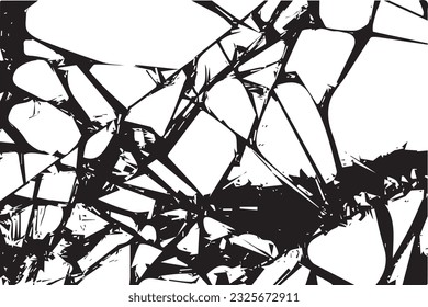 Broken glass or mirror black texture on white background