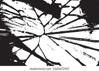Vidrio roto o textura negra espejo sobre fondo blanco