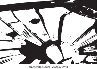 Broken glass or mirror black texture on white background