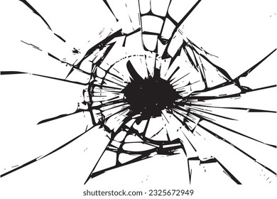 Broken glass or mirror black texture on white background