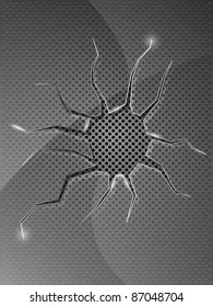 Broken glass on black background. Vector illustration.