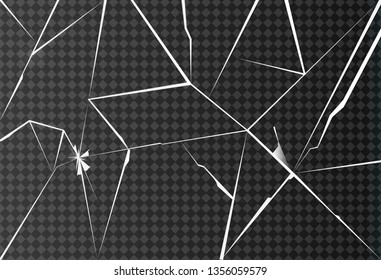 Broken glass on transparent background. Vector