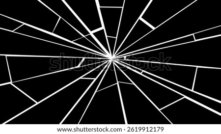 Broken glass overlay. Cracked glass surface vector graphics. Shattered glass shards.