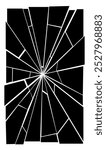 Broken glass pane vector illustration. Smashed, fractured glass.