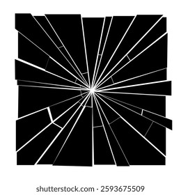 Broken glass pane vector illustration. Smashed, fractured glass.