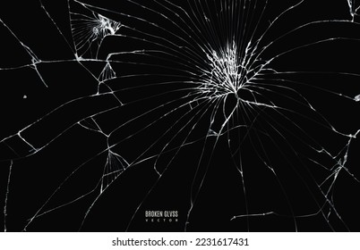 broken glass with realistic cracks black color. cracked screen texture for your design goals. editable vector illustration svg