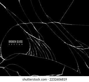 broken glass with realistic cracks black color. cracked screen texture for your design goals. editable vector illustration