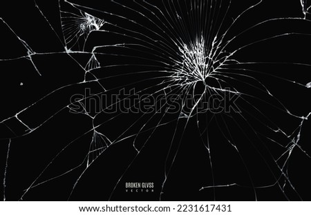 broken glass with realistic cracks black color. cracked screen texture for your design goals. editable vector illustration