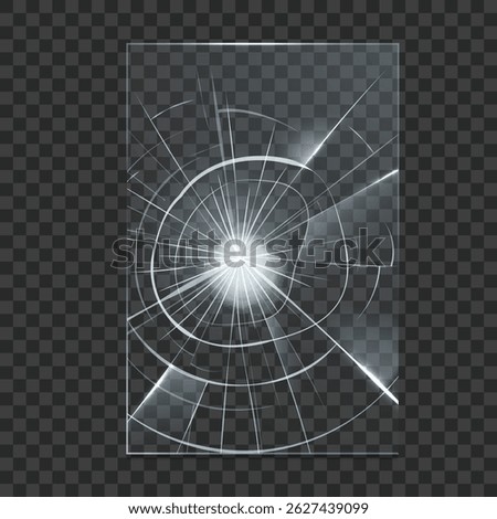 Broken glass shatter. Abstract screen cracked overlay effect background. Realistic vector illustration of shattered window with splits. Transparent surface of crystal crushed, hit trace
