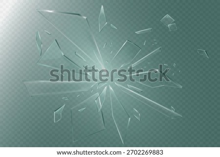 Broken glass and shattered particles.