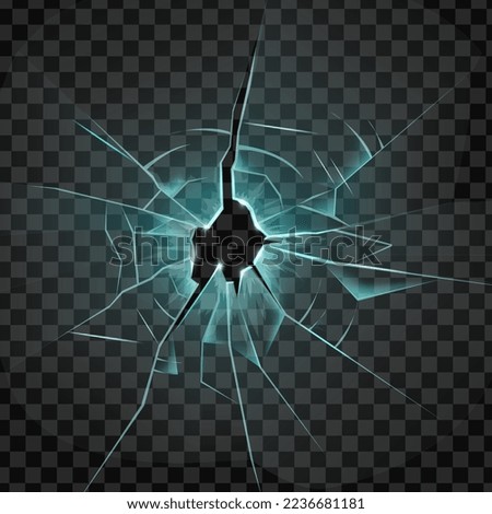 Broken glass shattered screen, vector smashed window bullet hole cracked ice background sharp pieces. Transparent crushed texture, 3D crystal split fragments. Broken glass windshield crime concept