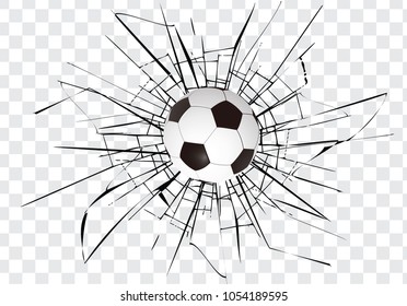 Broken Glass And  Soccer Ball 