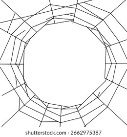 Icono de Vector de efecto Web de araña de vidrio roto, un dibujo de contorno para conceptos de ventanas destrozadas, grietas e impacto.