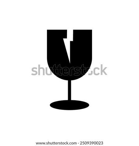 Broken glass symbol, warning not to slam, items are easy to break. isolated on a white background. Symbol vector