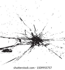 Broken glass texture, Cracks in the glass on the black background