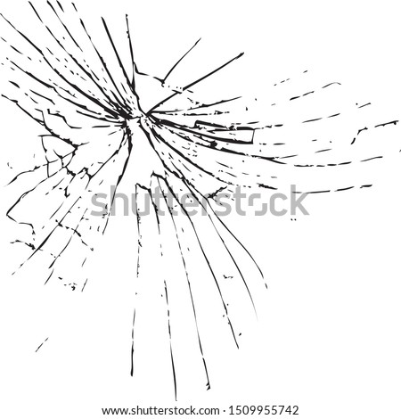 Broken glass texture, Cracks in the glass on the black background