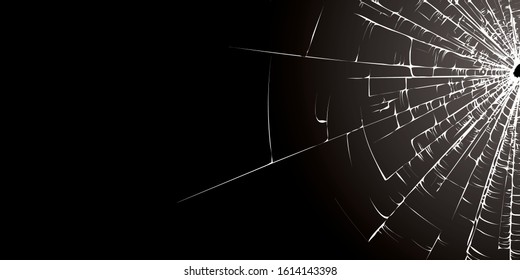 Broken glass texture template on a black background
