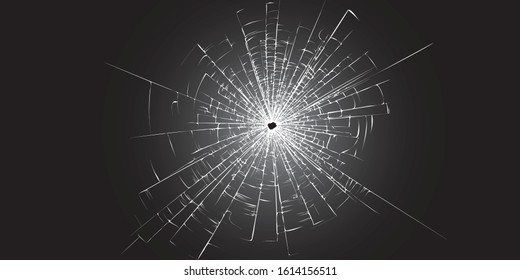Broken glass texture template on a black background