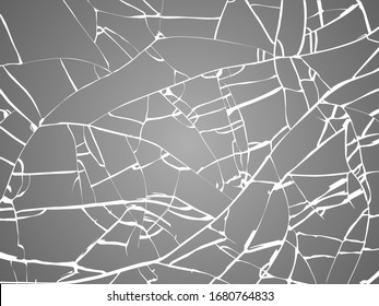 Broken glass texture. White cracked mirror pattern. Vector illustration
