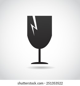 Broken glass vector icon isolated on white background.