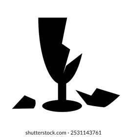Broken glass vector icon isolated on white background, simple flat illustration.