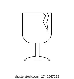 broken glass vector icon, suggestion for a sign of fragile or breakable items