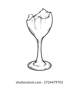 broken glass vector line art illustration drawing