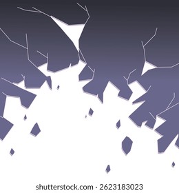 Broken glass vector shatter explosion, sharp ice fragments splinters on transparent background. Danger flying crystal piece, destroy windshield smithereens concept. Broken glass cartoon clipart