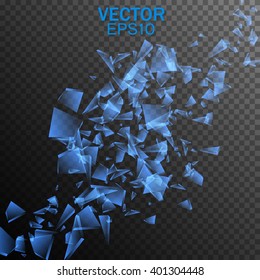 Broken glass. Vector transparent fragments. Vector design