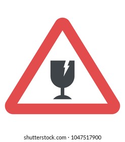 Broken glass warning triangle sign symbol 