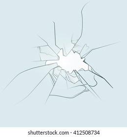 Broken glass window hand drawn. Vector illustration eps10