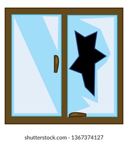 Broken glass window vector or color illustration