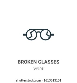 Broken glasses glyph icon vector on white background. Flat vector broken glasses icon symbol sign from modern signs collection for mobile concept and web apps design.