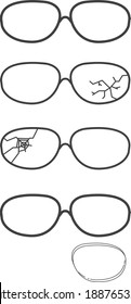 Icono de gafas rotas, ilustración vectorial	
