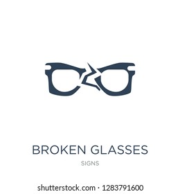 broken glasses icon vector on white background, broken glasses trendy filled icons from Signs collection, broken glasses vector illustration