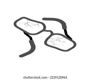 Broken glasses isolated. cracked spectacles. Vector illustration