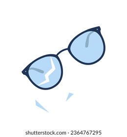 Broken glasses. Old break glasses. Vector illustration