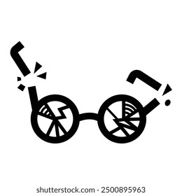 Vidrios rotos con ilustración de icono de marcos de lentes redondos aislados sobre fondo blanco cuadrado. Simple plano delineado dibujo de dibujos animados de estilo.