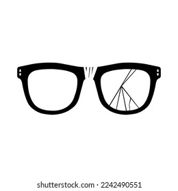 Gafas rotas - Ilustración vectorial Logotipo de diseño de silueta negra