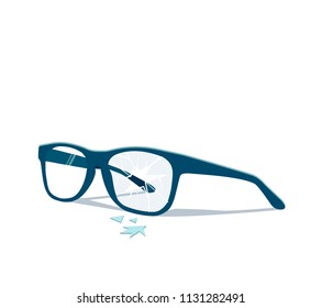 Broken Glasses. Vector Illustration. Old Break Glasses.