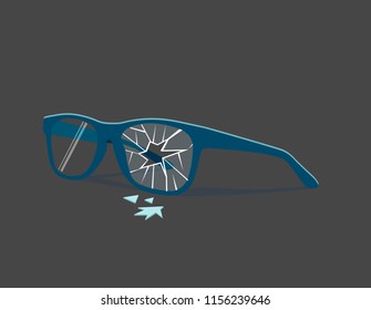 Broken Glasses. Vector Illustration. Old Break Glasses.