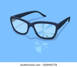 Broken glasses. Vector illustration. Old break glasses Eps10