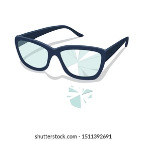 Broken Glasses. Vector Illustration. Old Break Glasses Eps10