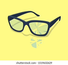 Broken Glasses. Vector Illustration. Old Break Glasses Eps10