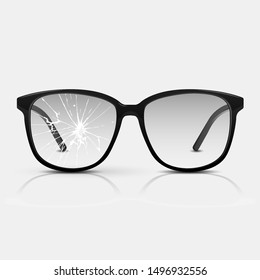 Broken glasses. Vector glasses isolated on white background.