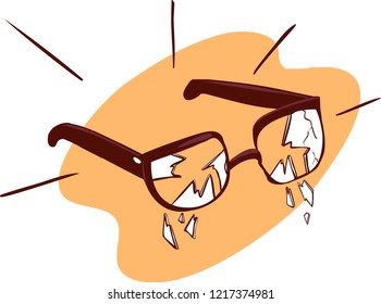 Broken glasses. Vector sketch