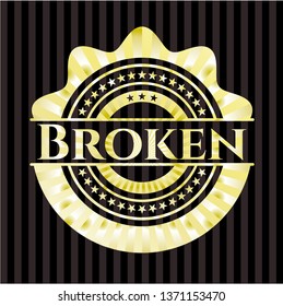 Broken golden emblem or badge