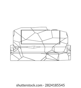 Broken Gravestone with Cracks Outline Vector for Coloring Book